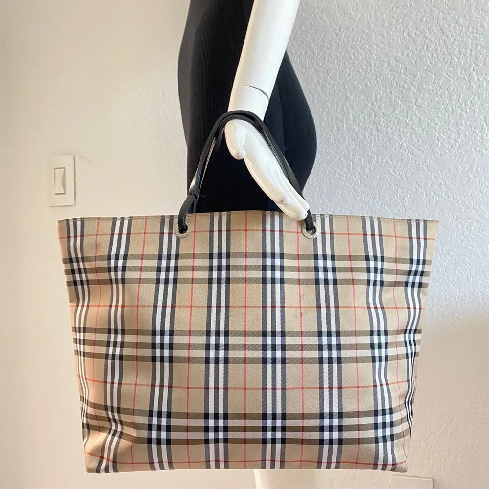 Burberry check nylon tote